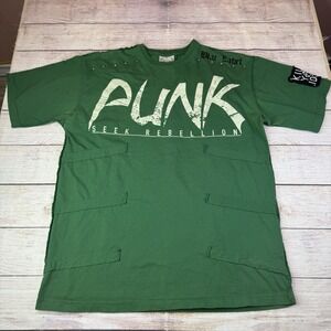 Blac Label Men's Green 3X Studded 'Kill Your Idols' Patch Punk Life T-Shirt